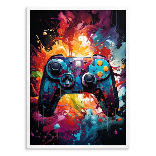 Kolorowy Plakat z Kontrolerem do Gier | Nowoczesny Plakat- Pad Play Station do Pokoju Młodzieżowego 24372 - zdjęcie 3