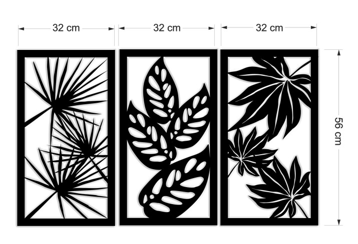 Tryptyk z Motywem Liści – Ażurowy Panel Ścienny | Stylowa dekoracja 3D na ścianę 66834 - zdjęcie 5