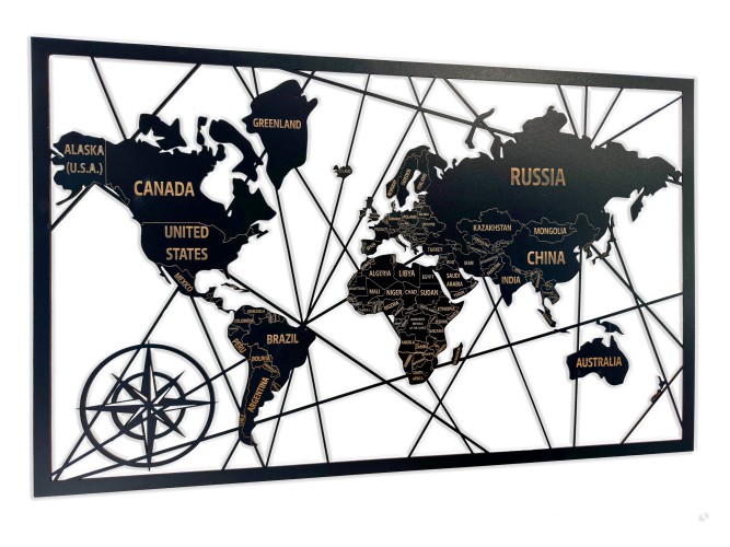 Obraz ażurowy Mapa Świata– Nowoczesna dekoracja ścienna | Panel Ażurowy | Obraz 3D Mapa na ścianę 66863 - zdjęcie 2
