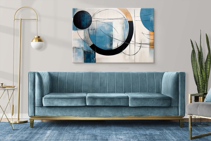 Obraz w stylu industrialnym- Geometryczne wzory | Minimalistyczna abstrakcja z kołami i liniami 64662 - zdjęcie 4