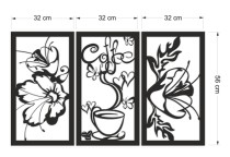 Ażurowy Obraz 3D z Motywem Kwiatów i Kawy - Dekoracja Ścienna | Nowoczesny Tryptyk 66866 Naklejkomania - zdjecie 5 - miniatura