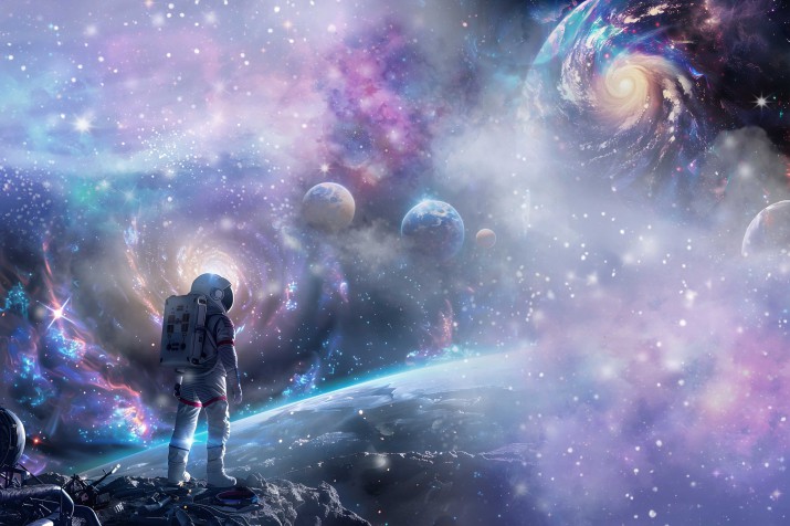 Fototapeta młodzieżowa kosmos 3D – astronauta, galatyka, planety | Fototapeta do pokoju dziecka 21342 - zdjęcie 2