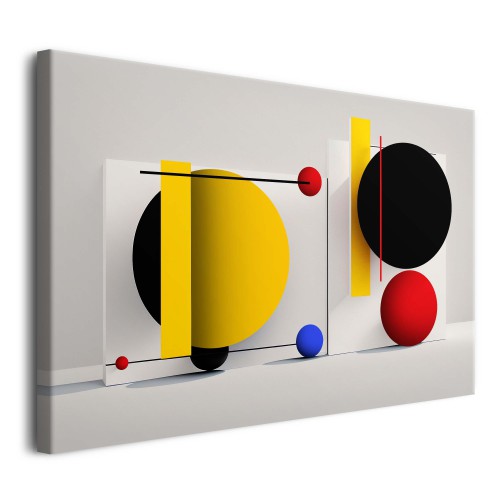Geometryczny Obraz na płótnie- kolorowe figury | Abstrakcja w stylu Bauhaus | Minimalistyczna sztuka na ścianę 64682 - zdjęcie 2