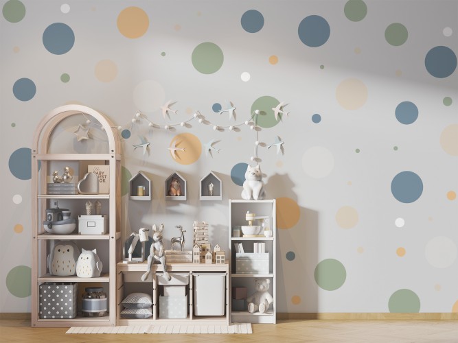 Naklejki na ścianę w stylu skandynawskim | Pastelowe koła, kropki do pokoju dziecka | Minimalistyczna dekoracja boho  91szt. 66722 - zdjęcie 4