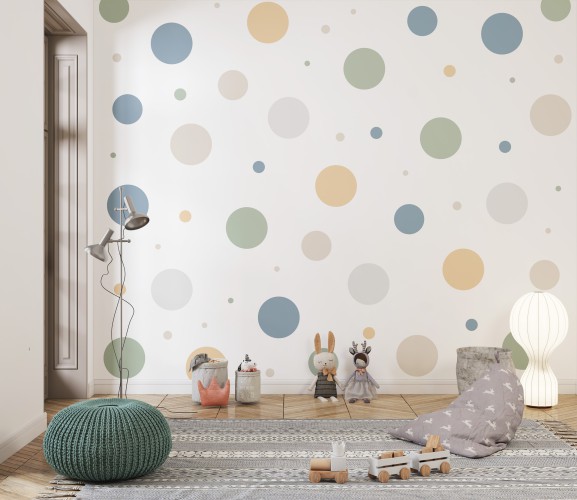 Naklejki na ścianę w stylu skandynawskim | Pastelowe koła, kropki do pokoju dziecka | Minimalistyczna dekoracja boho  91szt. 66722 - zdjęcie 2