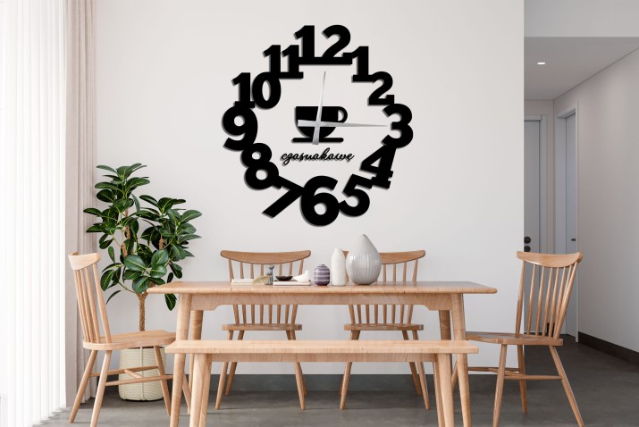 Zegar kuchenny „Czas na Kawę” | Nowoczesny zegar 3D | Naklejany Zegar do kuchni, jadalni 25526 - zdjęcie 2