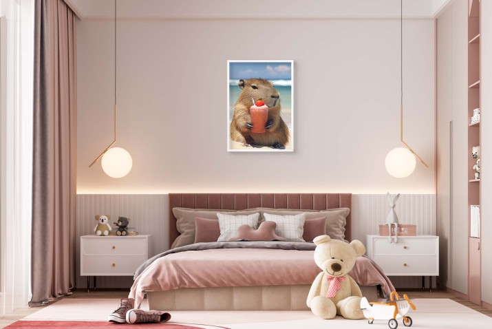 Zabawny Plakat z Kapibarą | Kapibara na wakacjach | Dekoracja do Pokoju Młodzieżowego 81314 - zdjęcie 5