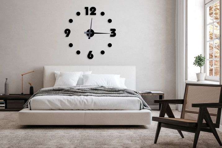 Elegancki Zegar ścienny  | Czarny Zegar naklejany na ścianę  | Minimalistyczny zegar do salonu 25527 - zdjęcie 4