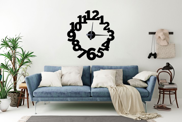 Oryginalny Zegar 3D Ścienny | Czarny Zegar naklejany na ścianę | Akrylowy zegar do salonu 25525 - zdjęcie 2