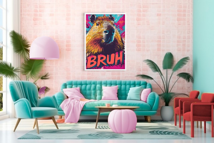 Komiksowy plakat z Kapibarą  | Humorystyczny plakat w stylu street art | Kolorowy plakat do Pokoju Młodzieżowego 81315 - zdjęcie 5