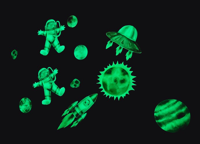 Naklejki świecące w ciemności | Naklejki fluorescencyjne dla dzieci | Kosmos, Astronauta, Planety 22089 Naklejkomania - zdjecie 1