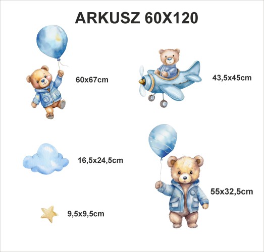 Naklejki dla dzieci świecące w ciemności | Naklejki fluorescencyjne | Dekoracja do pokoju dziecka- Niebieskie misie 22090 - zdjęcie 9