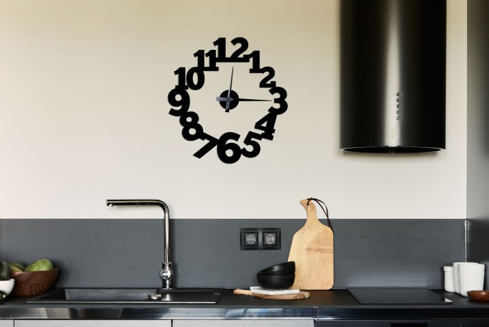 Oryginalny Zegar 3D Ścienny | Czarny Zegar naklejany na ścianę | Akrylowy zegar do salonu 25525 - zdjęcie 4