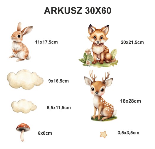 Naklejki dla dzieci świecące w ciemności | Naklejki fluorescencyjne na ścianę, meble | Leśne zwierzątka 22087 - zdjęcie 10