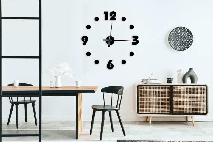 Elegancki Zegar ścienny  | Czarny Zegar naklejany na ścianę  | Minimalistyczny zegar do salonu 25527 - zdjęcie 3