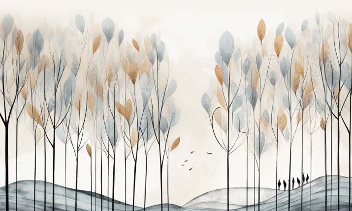 Maskownica mata magnetyczna na grzejnik | Dekoracyjna osłona kaloryfera- Pastelowy Las, jesienne drzewa 7704 - zdjęcie 2