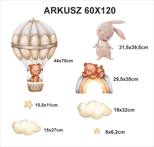 Naklejki dla dzieci świecące w ciemności | Naklejki fluorescencyjne na ścianę, meble | Chmurki, Gwiazdki i Zwierzątka 22088 - zdjęcie 11