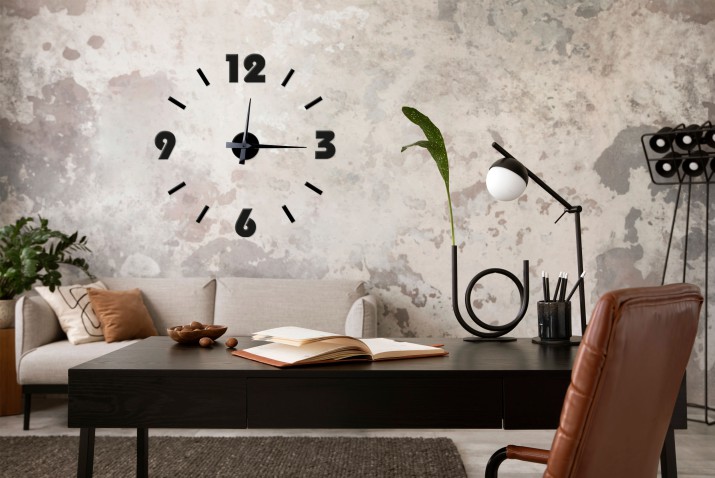 Nowoczesny, elegancki zegar ścienny | Zegar 3D czarny | Minimalistyczny zegar na ścianę 25524 - zdjęcie 3