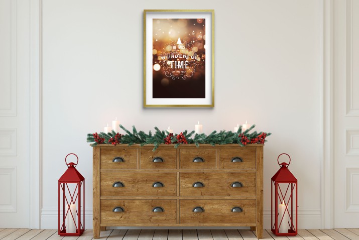 Plakat świąteczny „The Most Wonderful Time of the Year” – ozdoba na Boże Narodzenie | Zimowa dekoracja do salonu | Świąteczna ozdoba na prezent 23466 - zdjęcie 5