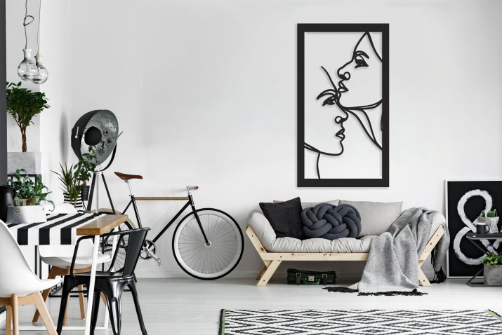 Dekoracja ścienna line art – abstrakcyjny obraz ażurowy z twarzami | Nowoczesna dekoracja 3D w stylu industrialnym, loftowym 66874 - zdjęcie 5