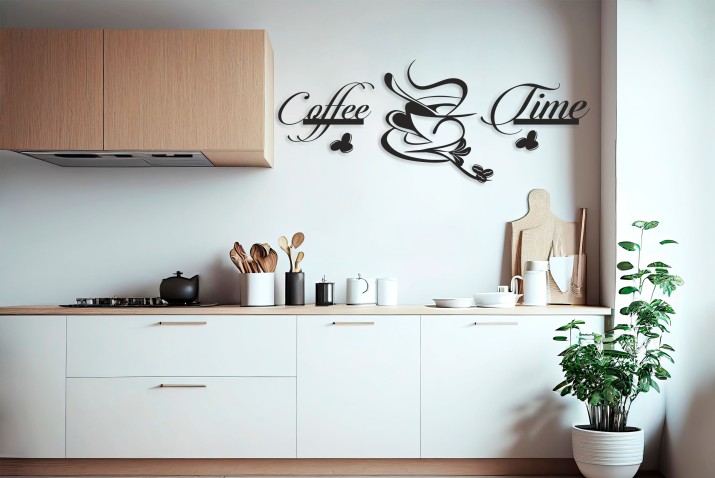 Elegancka dekoracja do kuchni, jadalni i kawiarni- Coffee Time | Ażurowy Obraz 3D Kawa | Ozdoba na ścianę z filiżanką kawy 66880 - zdjęcie 4