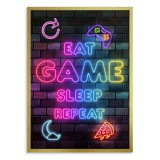 Gamingowy plakat z napisem Eat Game Sleep Repeat – idealny dla gracza | Neonowy plakat do pokoju młodzieżowego 23447 Naklejkomania - zdjecie 3 - miniatura