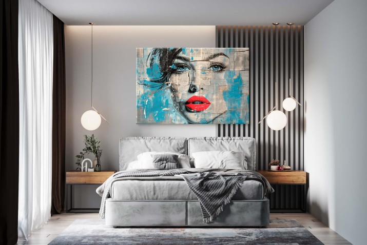 Portret kobiety w stylu street art | Nowoczesna dekoracja ścienna- styl Loftowy, Industrialny | Nowoczesny obraz na ścianę 64699 - zdjęcie 5