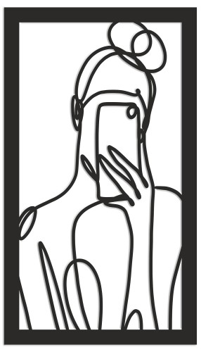 Minimalistyczny Obraz Ażurowy – sztuka line art do nowoczesnych wnętrz | Selfie, Kobieta z telefonem- Dekoracja 3D 66877 - zdjęcie 2