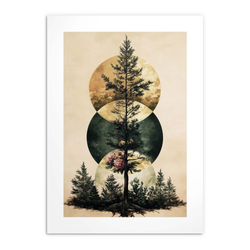 Artystyczny plakat z motywem drzewa | Elegancka ozdoba do salonu i sypialni | Plakat inspirowany lasem i geometrią 23452 - zdjęcie 4