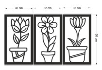 Tryptyk ażurowy z kwiatami w doniczkach | Dekoracja ścienna 3D- obrazy ażurowe z kwiatami | Panele dekoracyjne do salonu, sypialni 66884 Naklejkomania - zdjecie 3 - miniatura