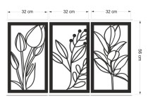 Obraz Ażurowy z Tulipanami – Elegancka Dekoracja do Salonu | Roślinny Obraz Line Art | Panele ażurowe z Kwiatami 66881 Naklejkomania - zdjecie 3 - miniatura