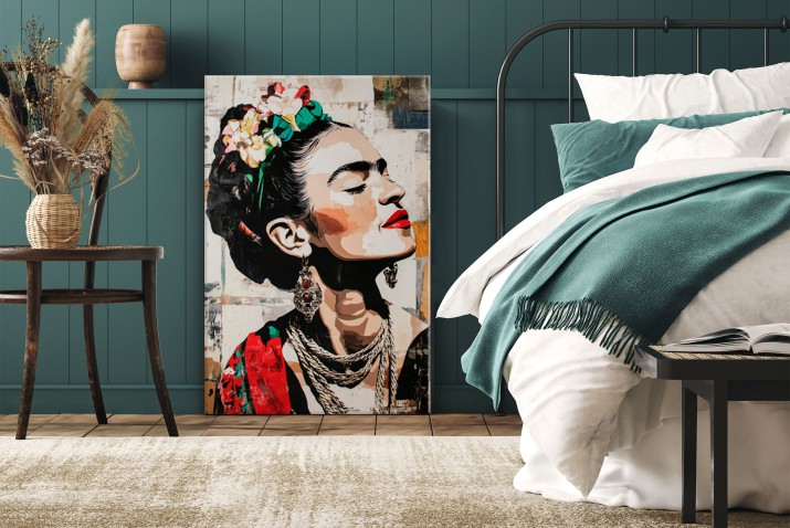 Obraz inspirowany Fridą Kahlo- Stylowy portret kobiety w stylu vintage | Elegancka dekoracja do salonu 20952 - zdjęcie 5