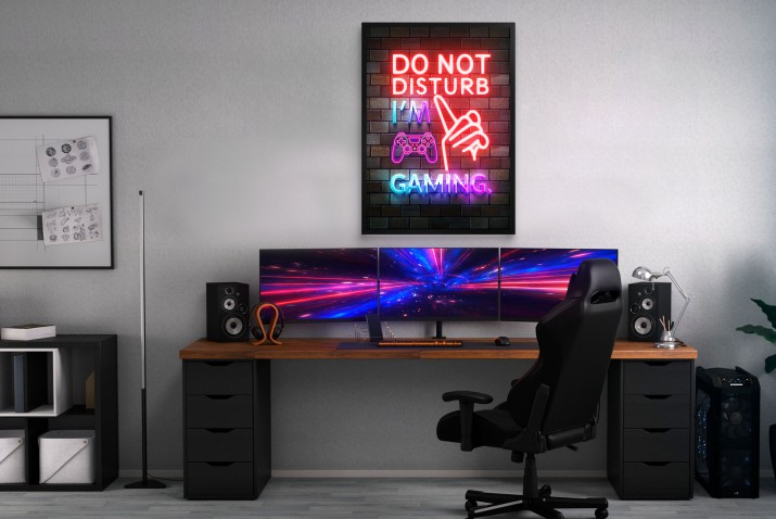 Plakat dla gracza – neonowy napis  Do Not Disturb I&amp;amp;#039;m Gaming | Dekoracja do pokoju gamera | Prezent dla fana gier 23448 - zdjęcie 7