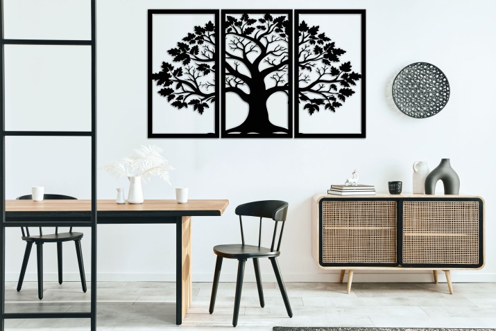 Tryptyk Ażurowy Drzewo- Elegancka Dekoracja ścienna | Panel ażurowy z motywem drzewa | Obraz 3D ażurowy do salonu 66867 - zdjęcie 5
