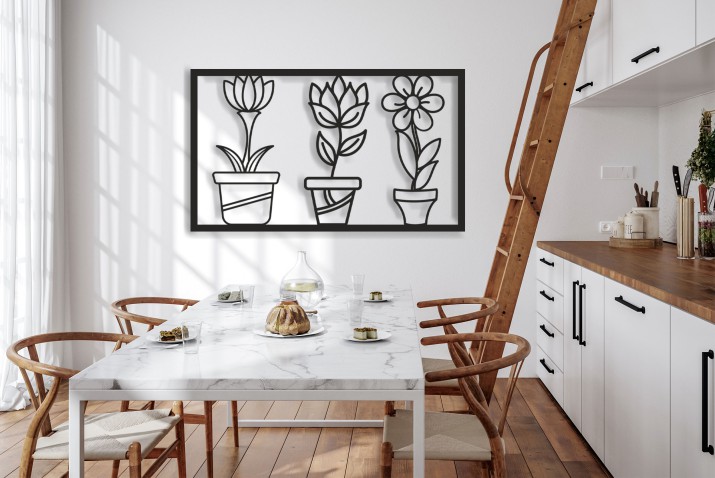 Ażurowy obraz Kwiaty w doniczkach – minimalistyczna ozdoba ścienna | Dekoracja do salonu, sypialni | Obraz 3D na ścianę 66883 - zdjęcie 4