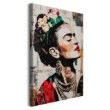 Obraz inspirowany Fridą Kahlo- Stylowy portret kobiety w stylu vintage | Elegancka dekoracja do salonu 20952 Naklejkomania - zdjecie 2 - miniatura