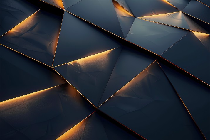 Fototapeta 3D – Geometryczne Wzory na Ścianę | Czerń i Złoto do nowoczesnych wnętrz | Fototapeta futurystyczna – elegancki wzór 3D 64142 - zdjęcie 2