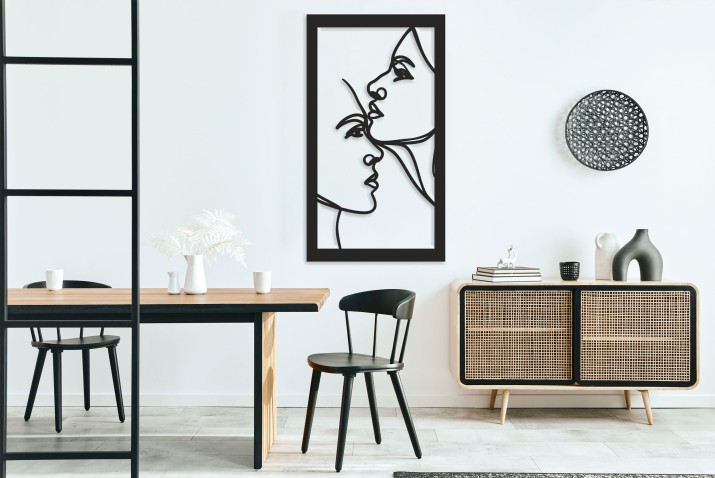 Dekoracja ścienna line art – abstrakcyjny obraz ażurowy z twarzami | Nowoczesna dekoracja 3D w stylu industrialnym, loftowym 66874 - zdjęcie 4