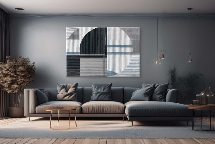 Geometryczny obraz na płótnie – abstrakcja w stylu nowoczesnym | Minimalistyczna dekoracja ścienna 68112 - zdjęcie 3
