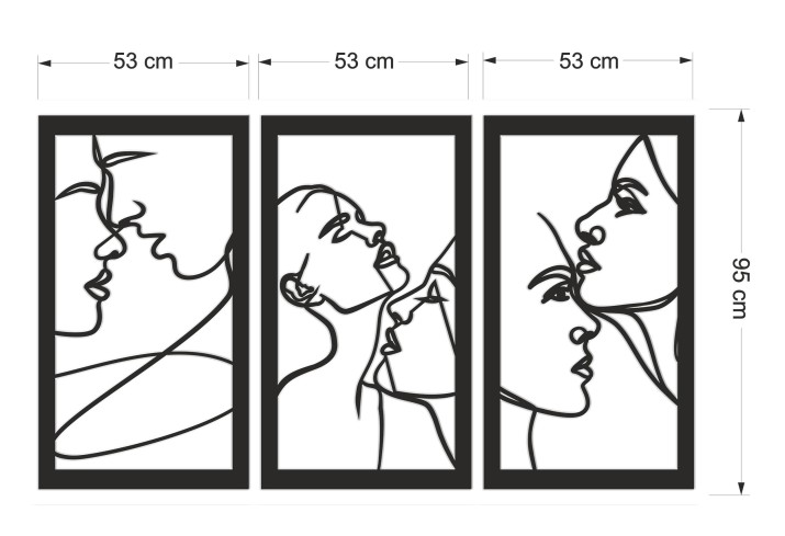 Tryptyk Ażurowy Line Art – Minimalistyczna Dekoracja Ścienna z Motywem Twarzy | Dekoracyjne Panele na ścianę- Obraz 3D 66871 - zdjęcie 4