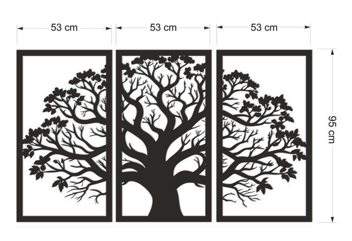 Nowoczesny Obraz Ażurowy na ścianę- Tryptyk Drzewo | Obraz 3D Panel ażurowy z Drzewem | Elegancka dekoracja do salonu 66869 - zdjęcie 4