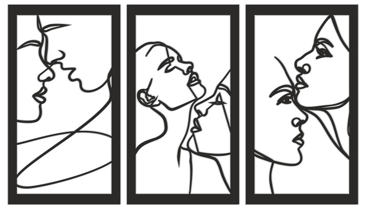 Tryptyk Ażurowy Line Art – Minimalistyczna Dekoracja Ścienna z Motywem Twarzy | Dekoracyjne Panele na ścianę- Obraz 3D 66871 - zdjęcie 2