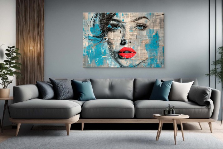 Portret kobiety w stylu street art | Nowoczesna dekoracja ścienna- styl Loftowy, Industrialny | Nowoczesny obraz na ścianę 64699 - zdjęcie 4