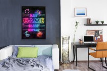 Gamingowy plakat z napisem Eat Game Sleep Repeat – idealny dla gracza | Neonowy plakat do pokoju młodzieżowego 23447 Naklejkomania - zdjecie 6 - miniatura