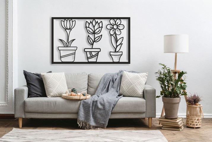 Ażurowy obraz Kwiaty w doniczkach – minimalistyczna ozdoba ścienna | Dekoracja do salonu, sypialni | Obraz 3D na ścianę 66883 - zdjęcie 5