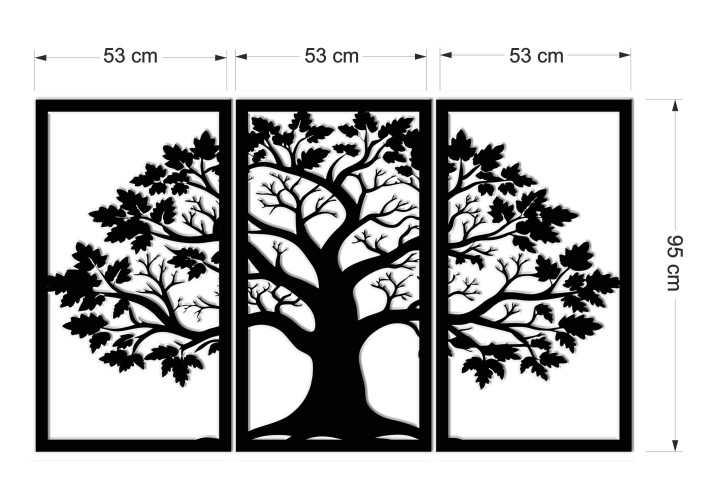 Tryptyk Ażurowy Drzewo- Elegancka Dekoracja ścienna | Panel ażurowy z motywem drzewa | Obraz 3D ażurowy do salonu 66867 - zdjęcie 4