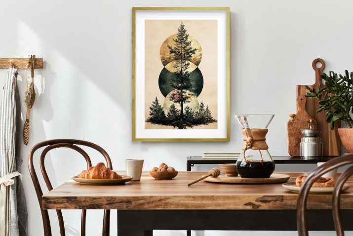 Artystyczny plakat z motywem drzewa | Elegancka ozdoba do salonu i sypialni | Plakat inspirowany lasem i geometrią 23452 - zdjęcie 7