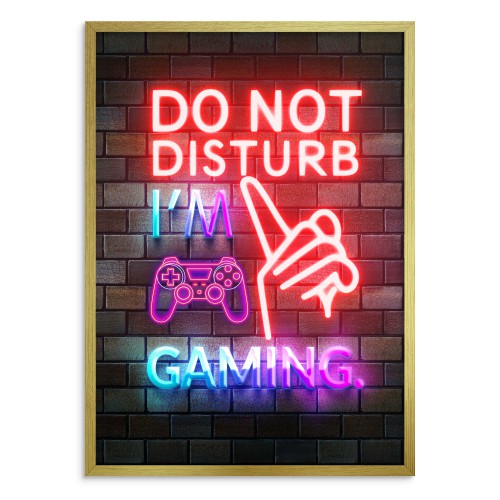 Plakat dla gracza – neonowy napis  Do Not Disturb I&amp;amp;#039;m Gaming | Dekoracja do pokoju gamera | Prezent dla fana gier 23448 - zdjęcie 3