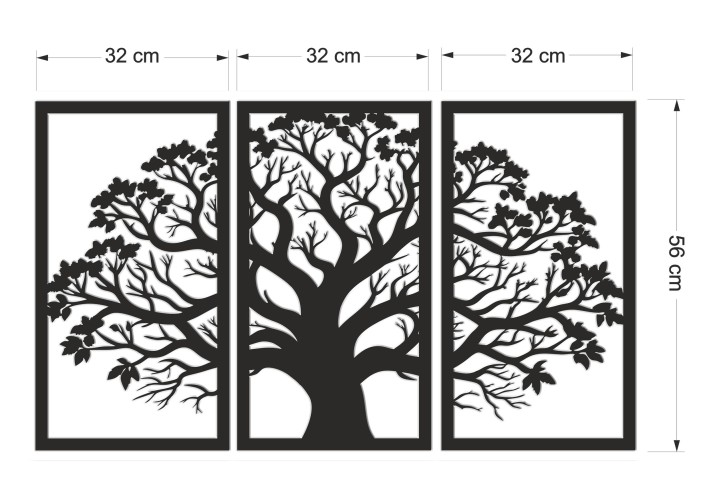Nowoczesny Obraz Ażurowy na ścianę- Tryptyk Drzewo | Obraz 3D Panel ażurowy z Drzewem | Elegancka dekoracja do salonu 66869 - zdjęcie 3