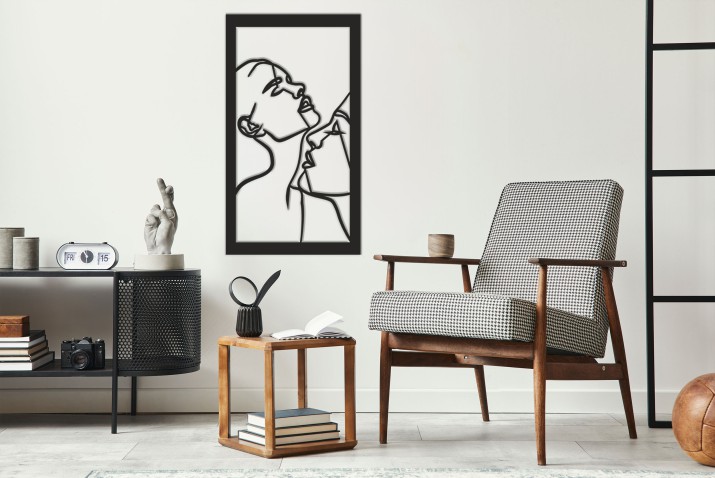 Obraz 3D Ażurowy w stylu Line Art- Kontury Postaci | Elegancka dekoracja do salonu, sypialni | Dekoracyjny Panel Ażurowy 66873 - zdjęcie 5